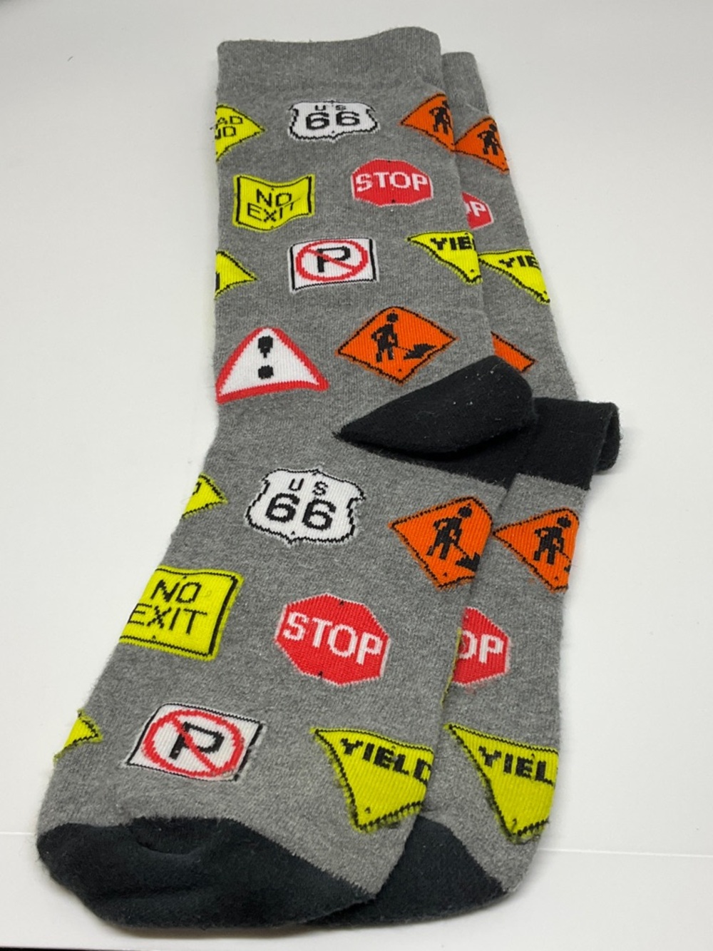 Men's Gray Road Sign Crew Socks
